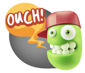 3d Illustration Laughing Character Emoji Expression saying Ouch