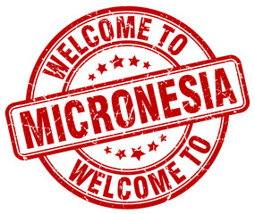 welcome to Micronesia red round vintage stamp