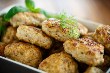 fried cutlet in ceramic form