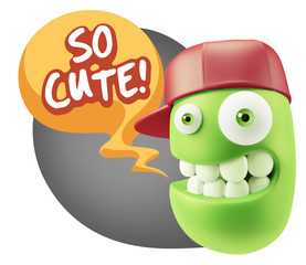 3d Illustration Laughing Character Emoji Expression saying So Cu