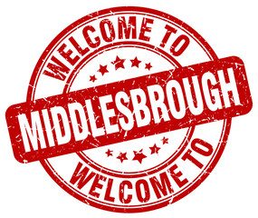 welcome to Middlesbrough red round vintage stamp