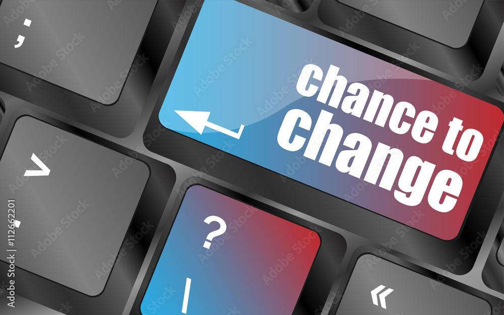 Poster chance to change key on keyboard showing business success vector , keyboard keys, keyboard button