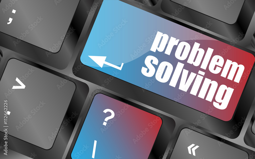 Poster problem solving button on computer keyboard key vector , keyboard keys, keyboard button