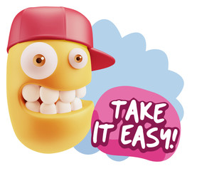 3d Illustration Laughing Character Emoji Expression saying Take