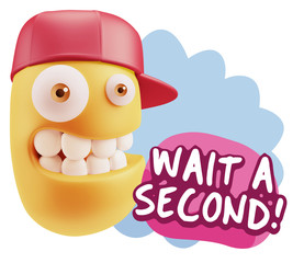 3d Illustration Laughing Character Emoji Expression saying Wait