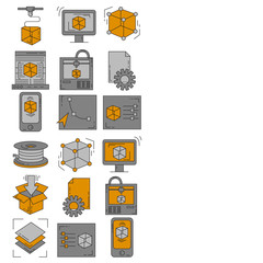 Vector doodle icons 3d printing