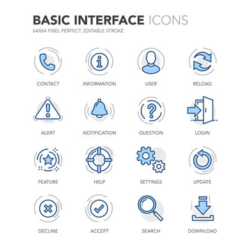 Blue Line Basic Interface Icons