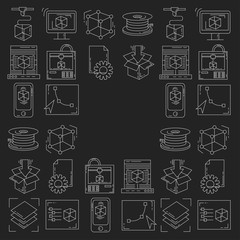 Vector doodle icons 3d printing