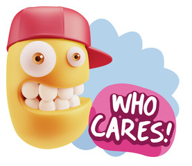 3d Illustration Laughing Character Emoji Expression saying Who C