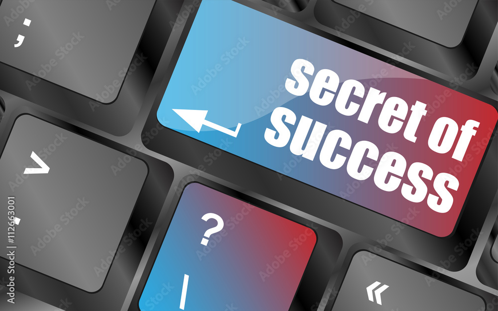 Poster secret of success button on computer keyboard key vector , keyboard keys, keyboard button