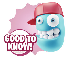 3d Illustration Laughing Character Emoji Expression saying Good