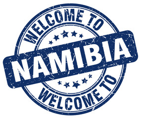 welcome to Namibia blue round vintage stamp