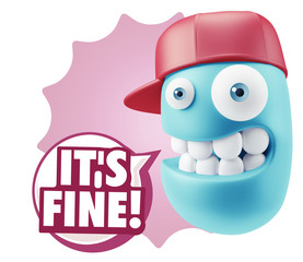 3d Illustration Laughing Character Emoji Expression saying It's