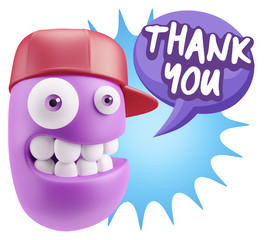 3d Illustration Laughing Character Emoji Expression saying Thank