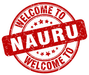 welcome to Nauru red round vintage stamp