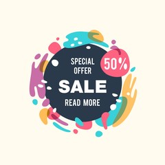 Sale concept vector banner - special offer - 50% sale. Sale banner with abstract elements. Sale abstract background. Super big sale layout design.