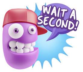 3d Illustration Laughing Character Emoji Expression saying Wait