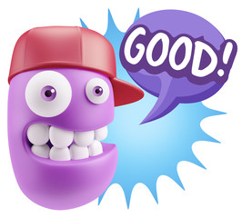 3d Illustration Laughing Character Emoji Expression saying Good