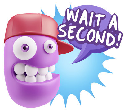 3d Illustration Laughing Character Emoji Expression saying Wait