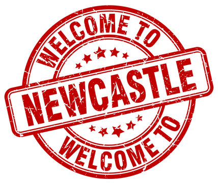 welcome to Newcastle red round vintage stamp