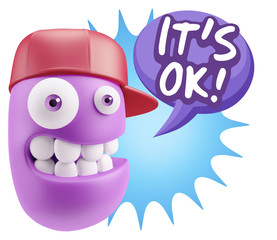 3d Illustration Laughing Character Emoji Expression saying It's