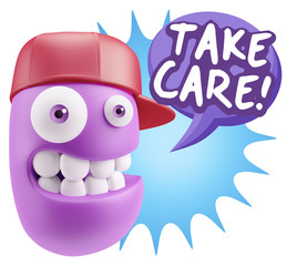 3d Illustration Laughing Character Emoji Expression saying Take