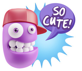 3d Illustration Laughing Character Emoji Expression saying So Cu