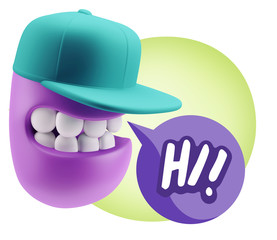 3d Illustration Laughing Character Emoji Expression saying Hi wi