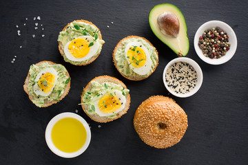 Sandwich with avocado and eggs