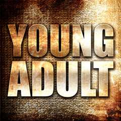 young adult, 3D rendering, metal text on rust background