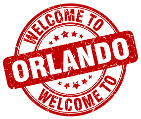 welcome to Orlando red round vintage stamp