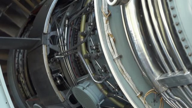Detailed exposure of a turbo jet engine.