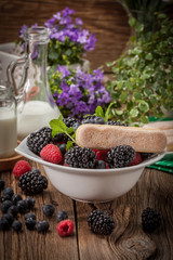 Mix of berries in a bowl.
