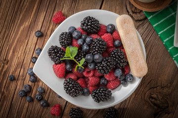 Mix of berries in a bowl.