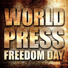 world press freedom day, 3D rendering, metal text on rust backgr