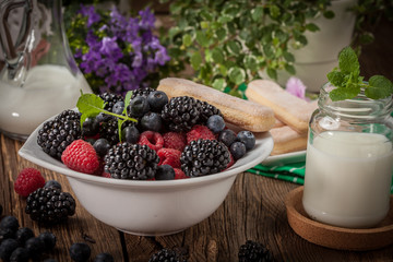 Mix of berries in a bowl.