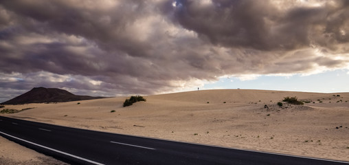 Road through the Corralejo Dunes National Park