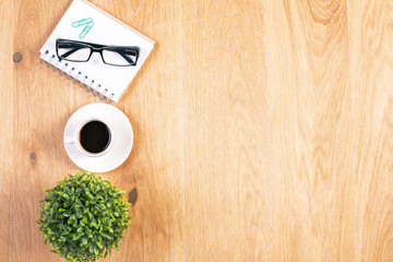 Desktop with coffee