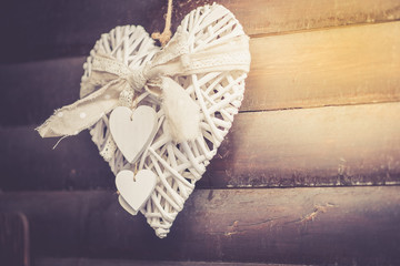 Heart decoration on wood background