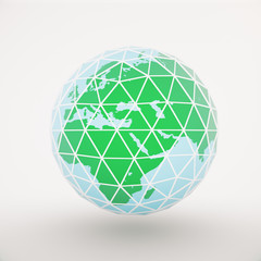 Framed polygonal globe light background