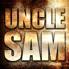uncle sam, 3D rendering, metal text on rust background