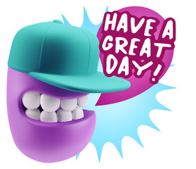 3d Rendering Smile Character Emoticon Expression saying Have A G