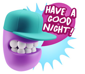 3d Illustration Laughing Character Emoji Expression saying Have