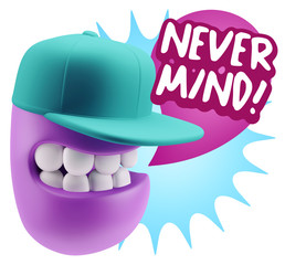 3d Rendering Smile Character Emoticon Expression saying Never Mi