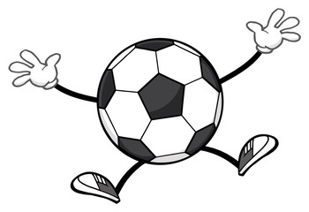 Soccer Ball Faceless Cartoon Mascot Character Jumping