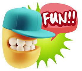 3d Illustration Laughing Character Emoji Expression saying Fun w