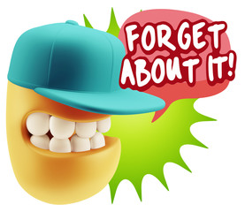 3d Rendering Smile Character Emoticon Expression saying Forget A