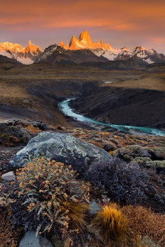 View of mountains during sunrise