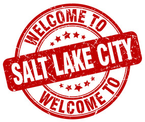 welcome to Salt Lake City red round vintage stamp