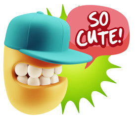 3d Illustration Laughing Character Emoji Expression saying So Cu